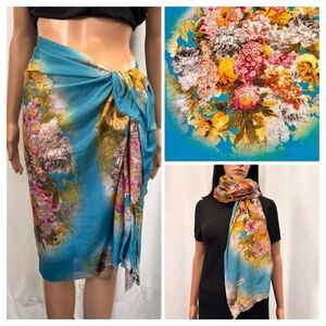 Bonjela Vibrant Multicoloured  Floral Wrap Scarf